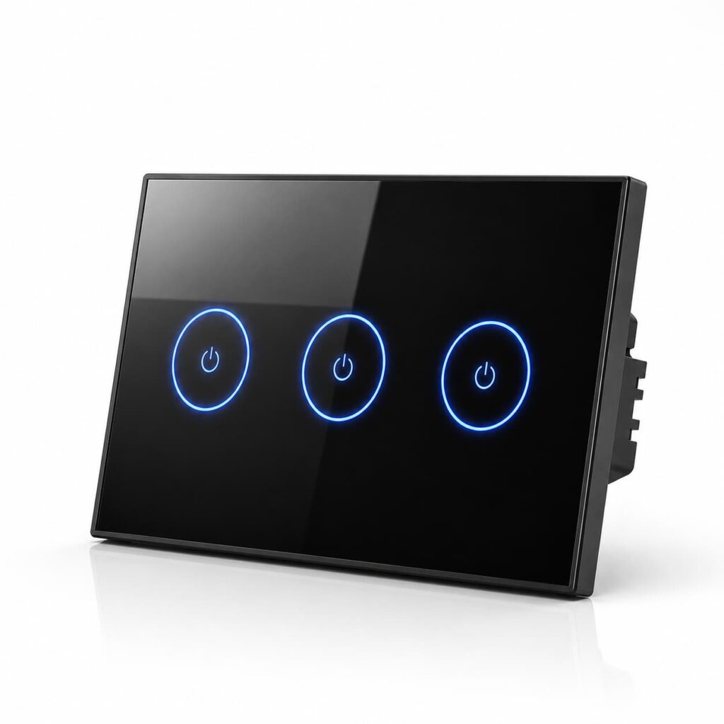 Alexa Voice Remote Control UK EU Standard 3 Gang Glass Panel LED Wifi Smart Touch Wall Light Switch